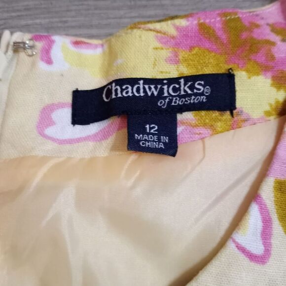 Chadwick's of Boston Floral Midi Dress Yellow/ Pink Size 12 - Picture 3 of 12